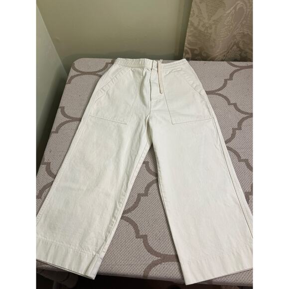 Wray Lake Butter Jeans, Size 4 High Rise Crop Cream Beige Elastic Waist Wide Leg - Picture 9 of 14